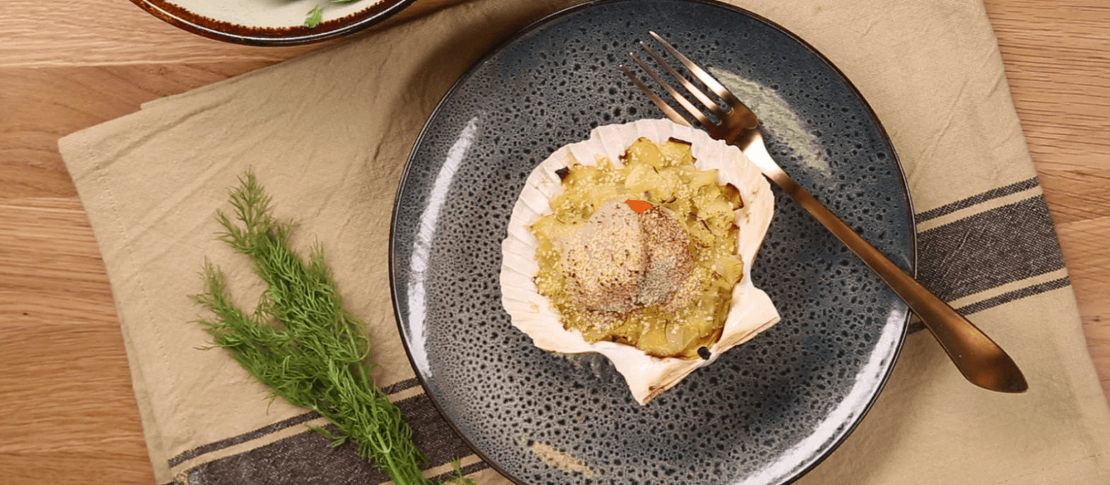 Coquilles St Jacques gratinées aux poireaux